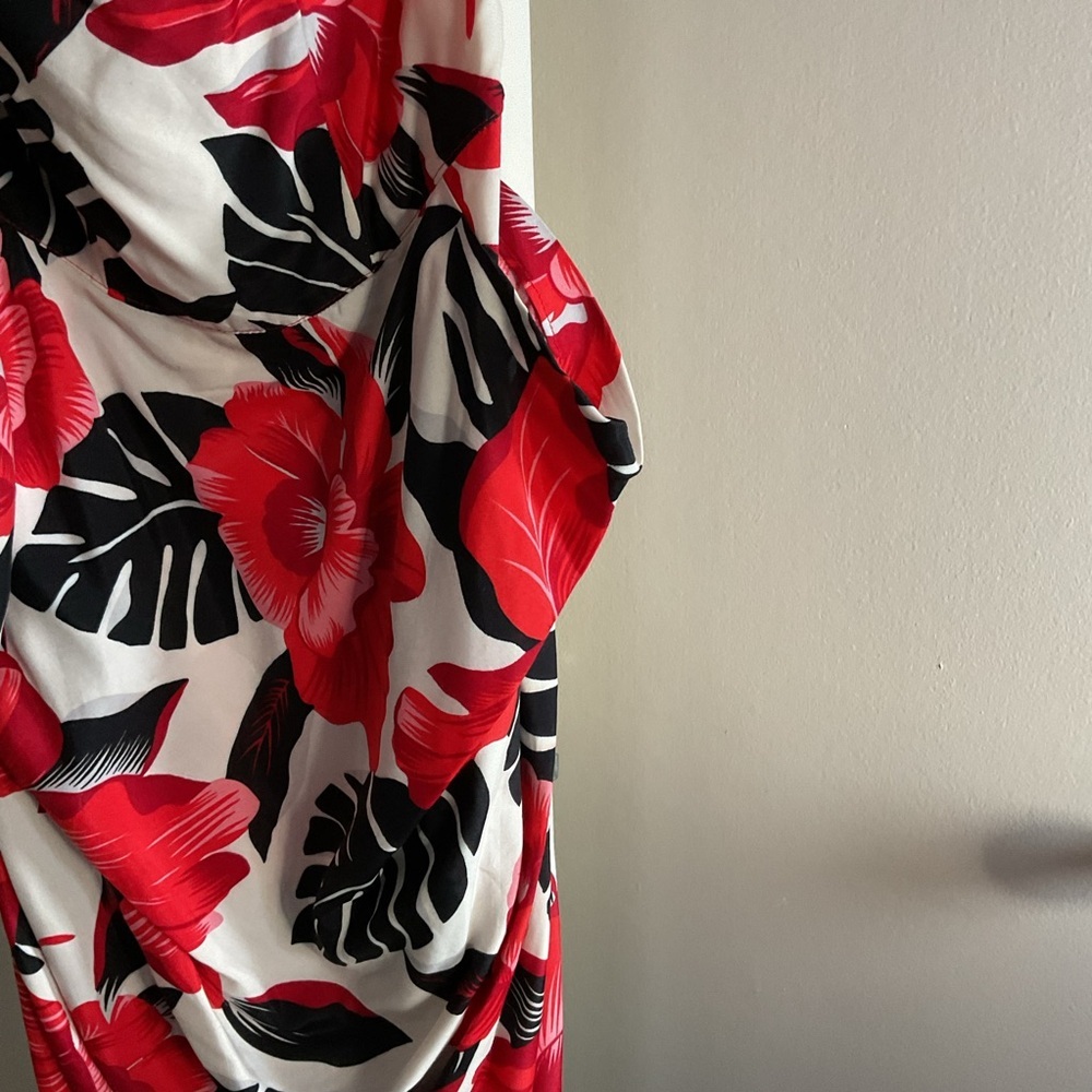 Vintage Hearts Strapless Red Floral Mini Dress 5 90s Y2K Party Coquette Retro - Picture 5 of 9